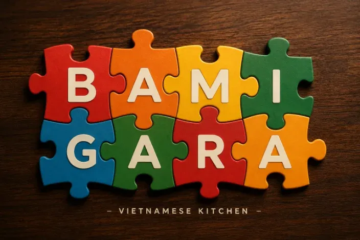 Bami Gara — Vietnamese Kitchen logo in puzzle pieces